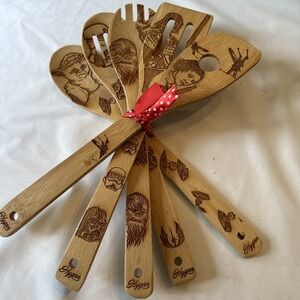 Hygnn 5 Piece Star Wars Bamboo Wooden Cooking Utensils, Home Decor New